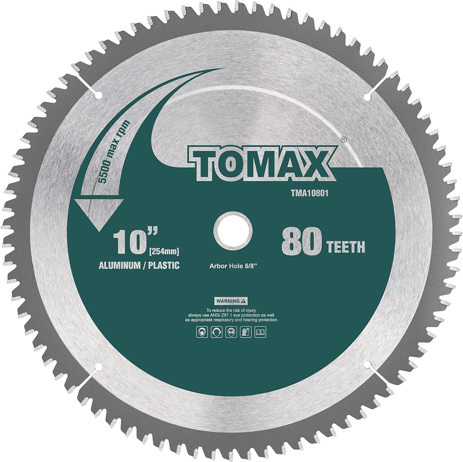 10-Inch 80 Tooth TCG Aluminum and Non-Ferrous Metal Saw Blade with 5/8-Inch Arbor