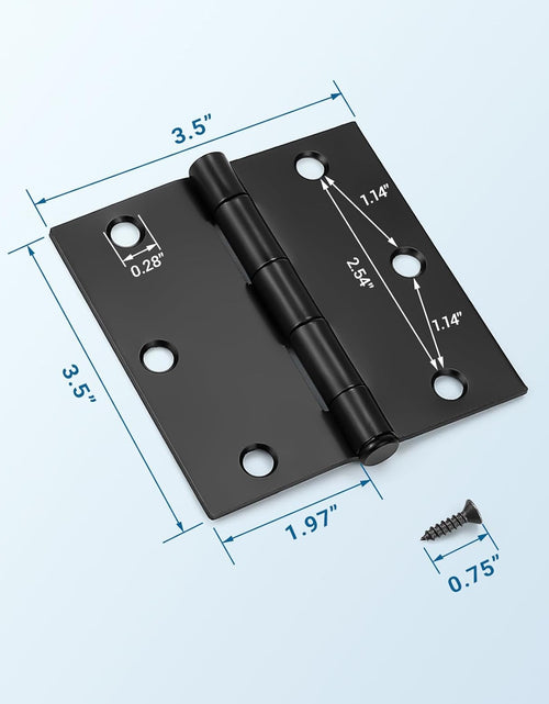 Load image into Gallery viewer, 18 Packs Matte Black Door Hinges, 3.5&quot; X 3.5&quot; Interior Door Hinges with Square Radius in Black
