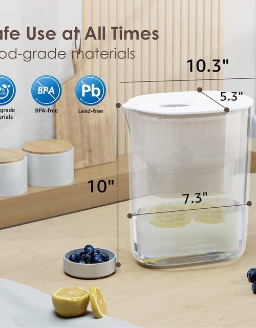 Load image into Gallery viewer, 200-Gallon Long-Life Chubby 10-Cup Water Filter Pitcher with 1 Filter, NSF Certified, 5X Times Lifetime, Reduces PFAS, PFOA/PFOS, Chlorine, BPA Free, Clear
