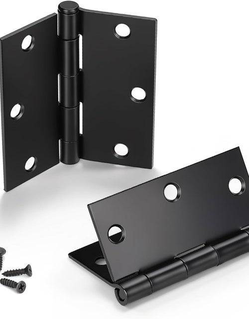 Load image into Gallery viewer, 18 Packs Matte Black Door Hinges, 3.5&quot; X 3.5&quot; Interior Door Hinges with Square Radius in Black
