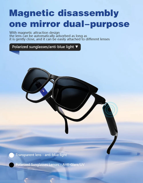 Load image into Gallery viewer, Magnetic Smart Glasses:Blue Light Filtering Polarized Sunglass 2in1 Lenses Audio Built-in Mic &amp; Speakers Touch &amp; Voice Assistant
