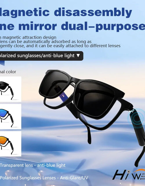 Load image into Gallery viewer, Magnetic Smart Glasses:Blue Light Filtering Polarized Sunglass 2in1 Lenses Audio Built-in Mic &amp; Speakers Touch &amp; Voice Assistant
