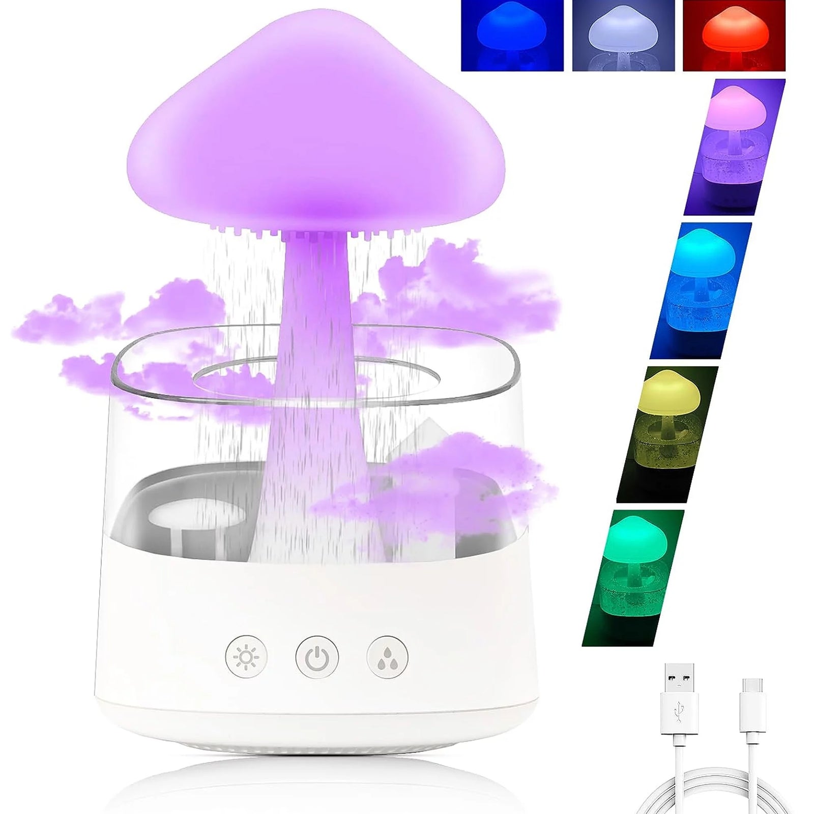 Humidifiers for Bedroom 7 Color Cloud Humidifier Rain Drop for Sleeping Relaxing Aromatherapy Essential Oil Diffuser, White