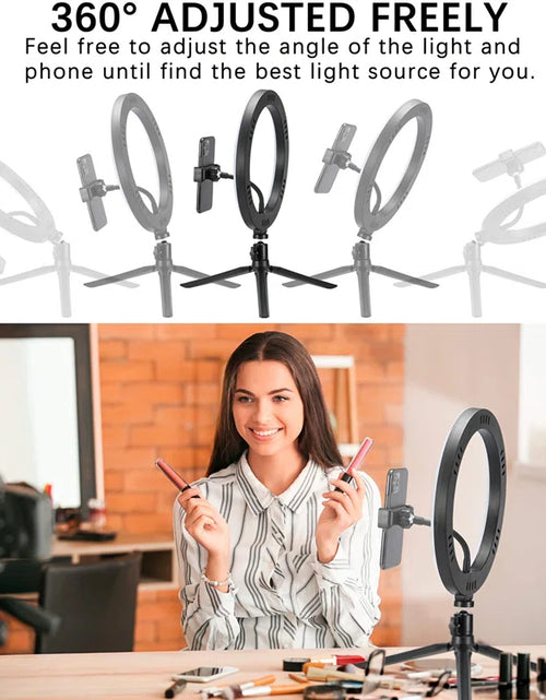 Load image into Gallery viewer, 10&quot; LED Ring Light with Tripod Dimmable for Selfie Tiktok Youtube Livestreaming
